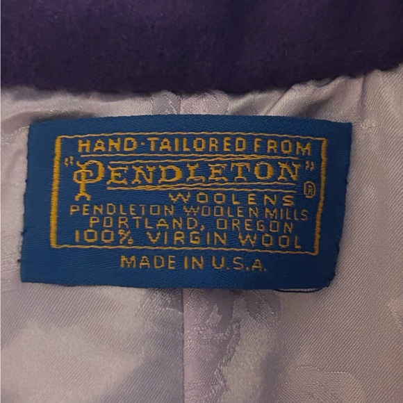 Vintage Pendleton purple wool cape poncho satin lined rose detail one size fall - Picture 7 of 8